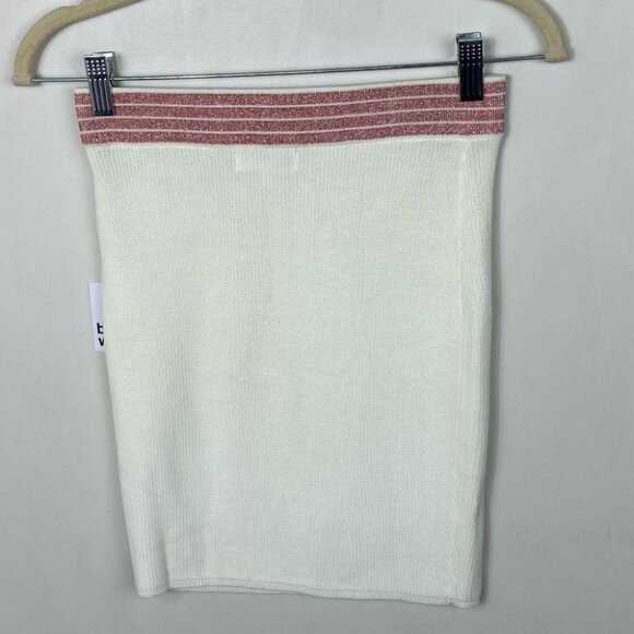 NWT Revolve By The Way Serena Ribbed Knit Skirt White Pink Small New With Tags - Picture 6 of 10